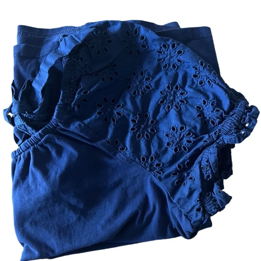 J. Crew Navy Blouse with Puff Sleeves Size M